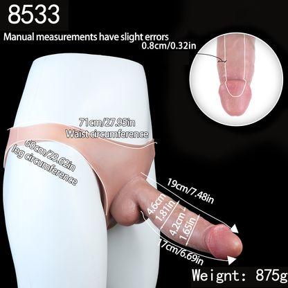 Hautfarbener Strap-On Dildo Slip mit Adern-Relief – Realistischer Umschnallpenis aus Platin-Silikon für Paare, Lesbensex & ED-Hilfe