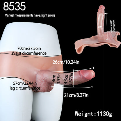 Realistischer Strap-On Dildo mit Hodensack & Slip – Hellhautton, Venenrelief & Platin-Silikon für Frauen, Paare & ED