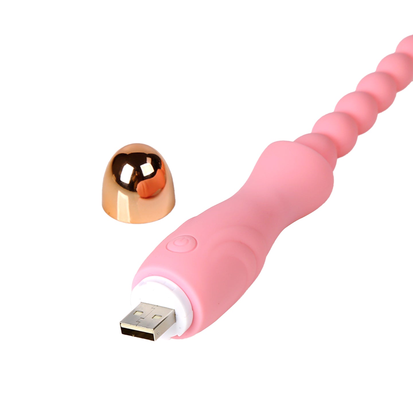 Vibrierender Perlen-Analplug in Zartrosa – Schlankes Premium-Design für Anfänger & Paarespiel