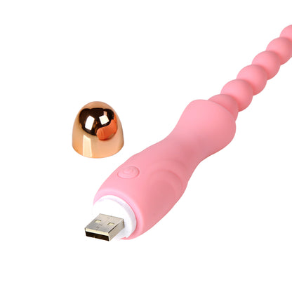 Vibrierender Perlen-Analplug in Zartrosa – Schlankes Premium-Design für Anfänger & Paarespiel