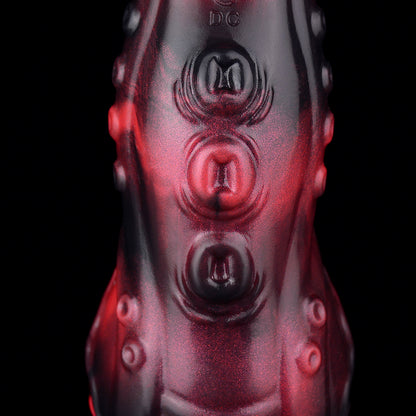 Segmented Penis Sleeve – Totem Relief & Lava Gradient in Platinum Silicone