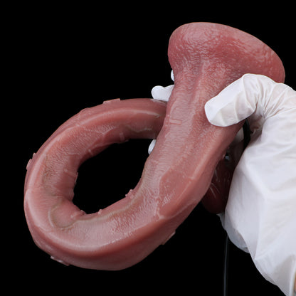 Long Dildo mit Endoskop-Kamera – Hautbeige-Rosa Spiralvenen-Schaft, 3-Megapixel-Kamera im Glans-Kopf, 8 LED-Leuchtperlen, IP68-Wasserdicht, App-Direktverbindung & Starksaugnapf aus Platin-Silikon