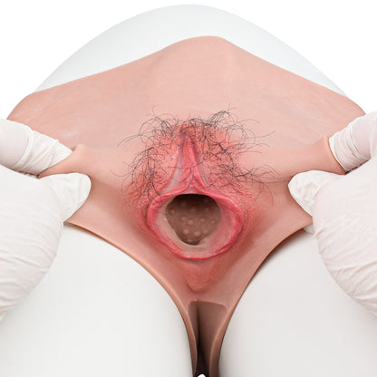 Pussy Panties with Hand-Implanted Pubic Hair – Realistic Vagina, Breathable Anal Opening & Platinum Silicone for Femboys