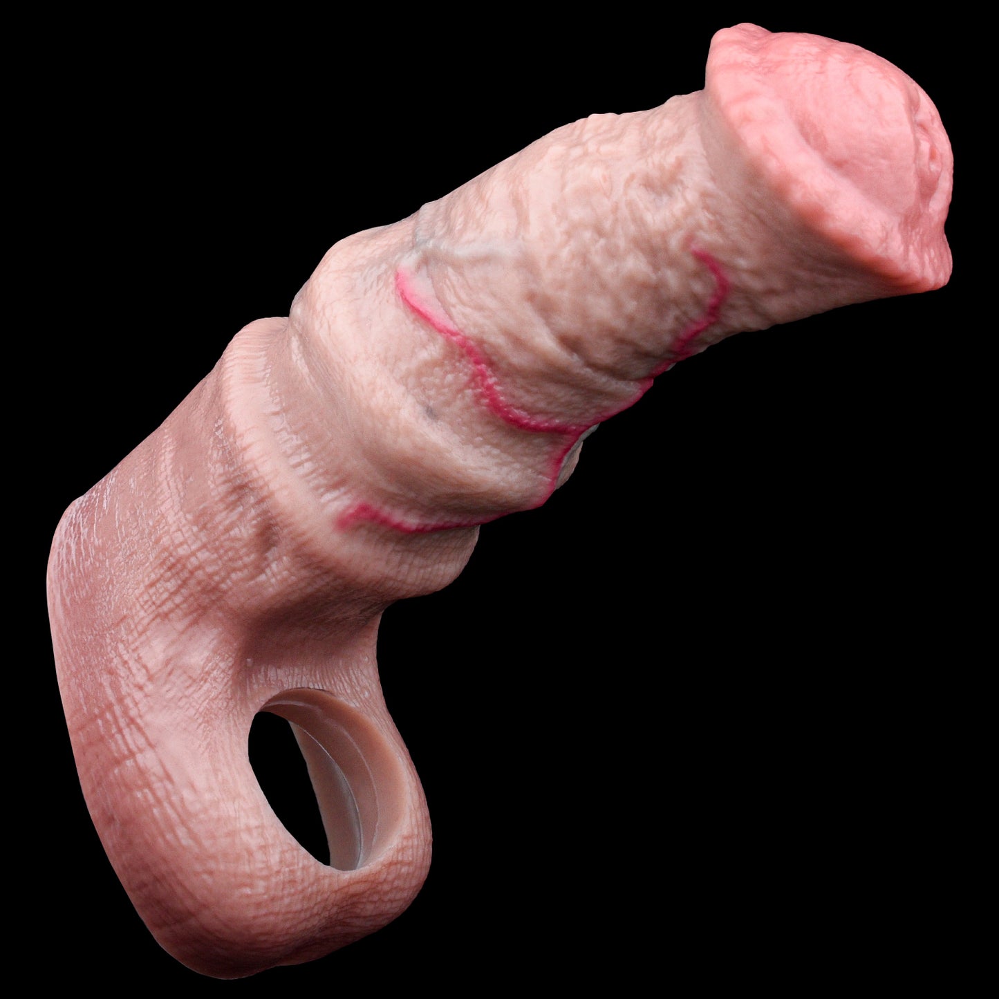 Long Shape Penis Sleeve Platinum Silicone - Structured Closed Sleeve with Four-Segment Shaft and Bulge Back Pressure
