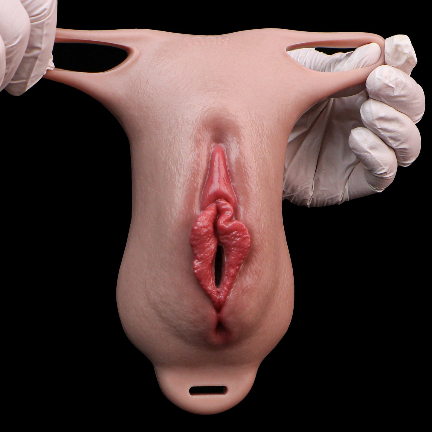 Soft Wearable Pussy Toy Platinum Silicone Sheet - Realistic Vulva Underwear for Femboy with Bionic Channel and Nylon Strap System