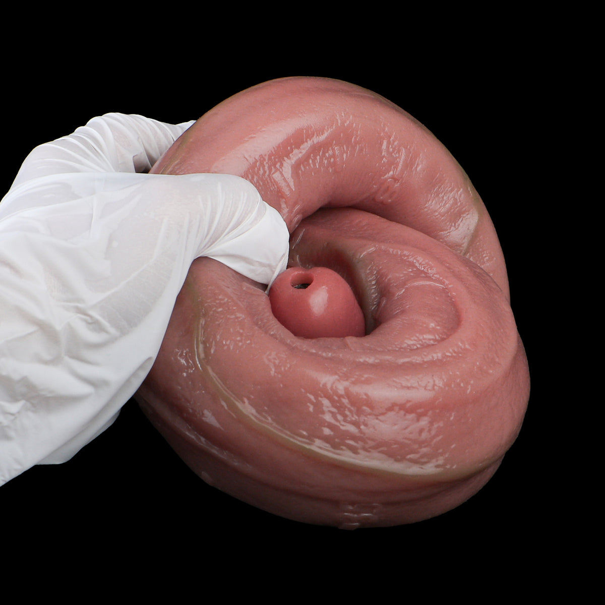 Long Dildo Fleischbeige – Konisch-Verjüngender Schaft, Verzweigtes Venennetz, Frenulum-Detail, 3-Megapixel Endoskop-Kamera, 8 LED, IP68, Faltenrelief-Saugnapf aus Platin-Silikon