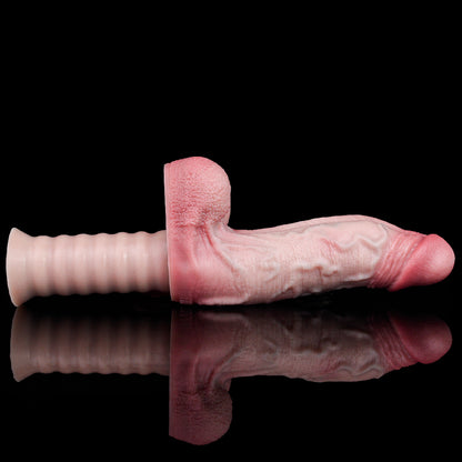 Dildo Ivory Rose – Handgespritzt, Hodensack & Saugnapf | Platin-Silikon