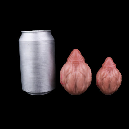 Anatomischer Butt Plug im Hoden-Eichel-Design – Realistisches Platin-Silikon mit BDSM-Zugkette für intensives Anal-Training