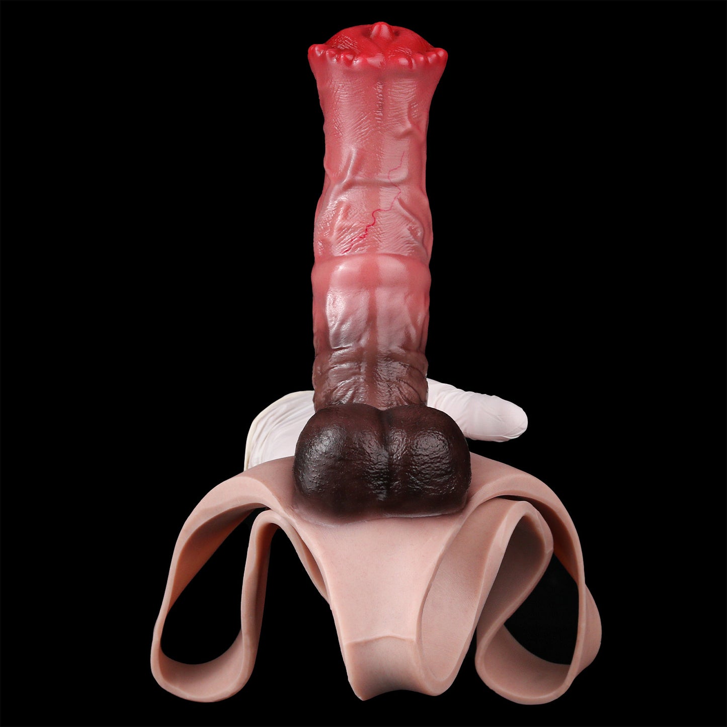 Feuerroter Pferde-Umschnalldildo mit Slip – Premium Strap-On, Umlege-Dildo & Umschnall-Penis für Lesben, Paare & bei Erektionsstörungen
