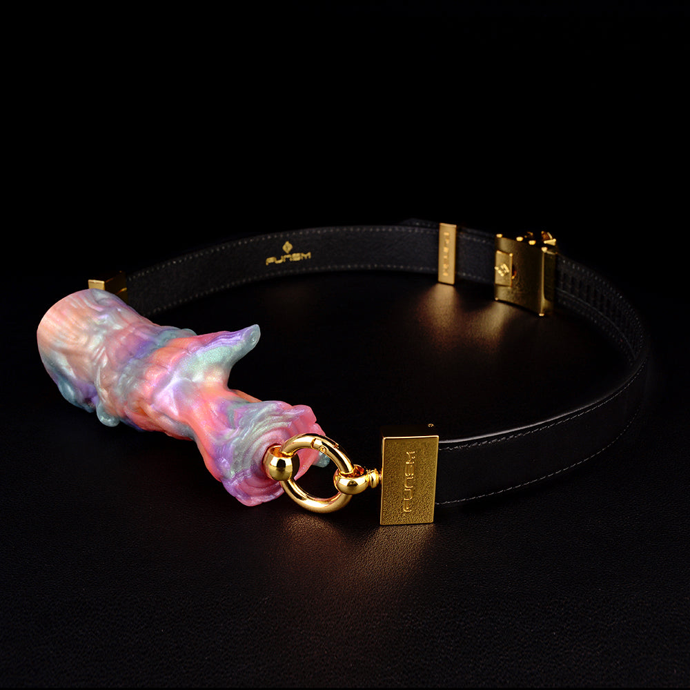 Leder Mundknebel Holzast Fantasy Silikon Ball Gag – Ballknebel mit Vergoldeten O-Ringen und Echtlederband