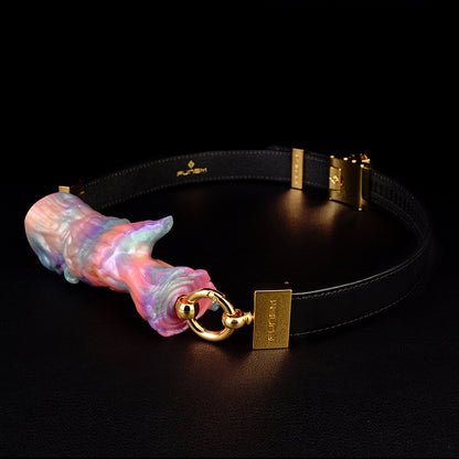 Leder Mundknebel Holzast Fantasy Silikon Ball Gag – Ballknebel mit Vergoldeten O-Ringen und Echtlederband