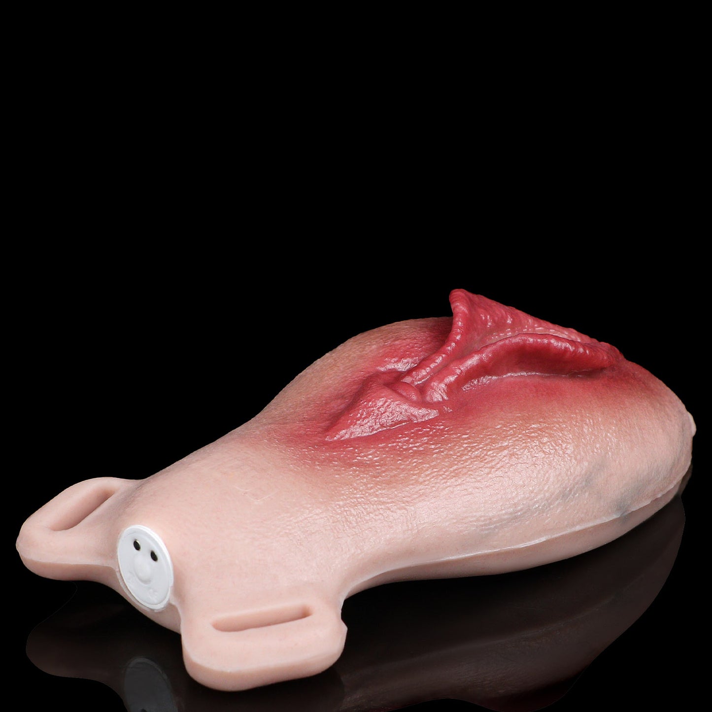 Vagina-Prothese mit gespreizten Schamlippen & Vibration – Offene Vulva, Fernbedienung & Platin-Silikon für Sie & Ihn
