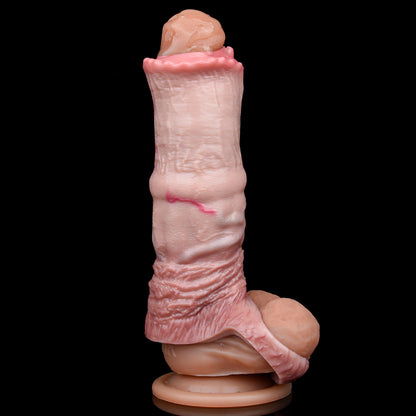 Horse Dildo Sleeve Platinum Silicone - Open-Ended Extension with Realistic Veins and Skin-to-Skin Feel