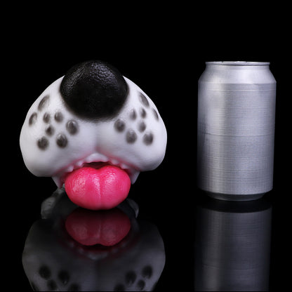 Pocket Pussy Dalmatiner-Hundemaul – Schwarze Nase, Graue Flecken, Pinke Zunge & Spiralkanal aus Platin-Silikon