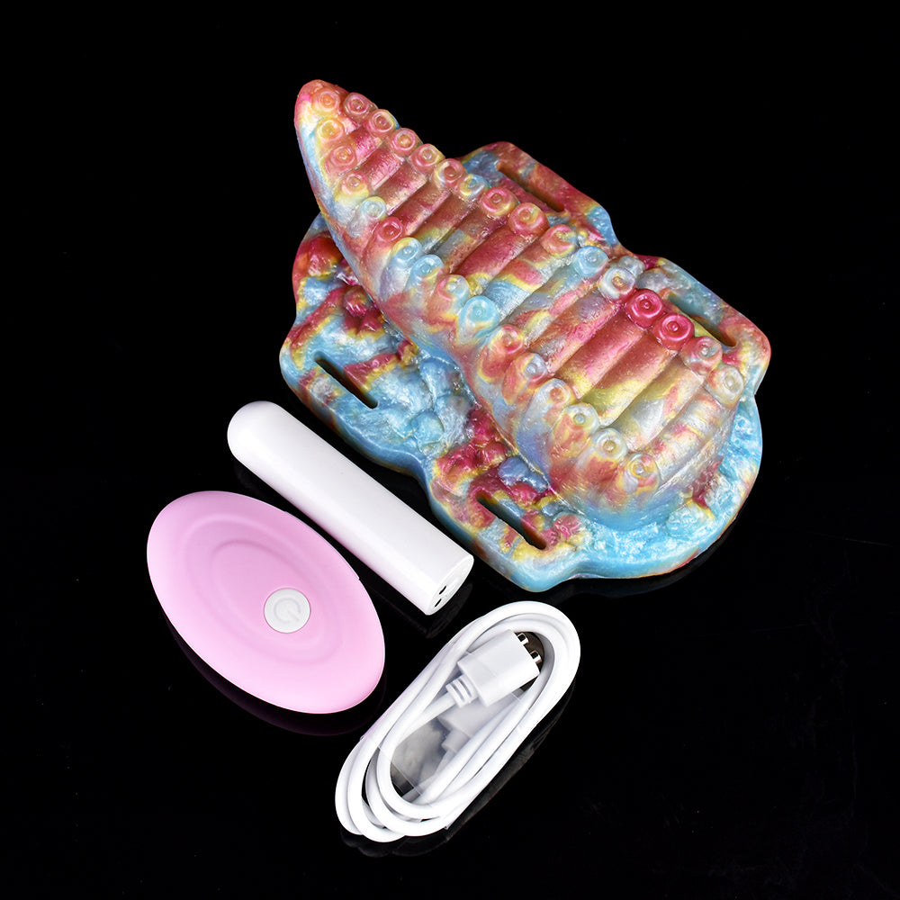 Wearable Tentacle Grinder | Platinum Silicone Vibrationsfunktion Grinding Toy with verstellbare Riemen & USB
