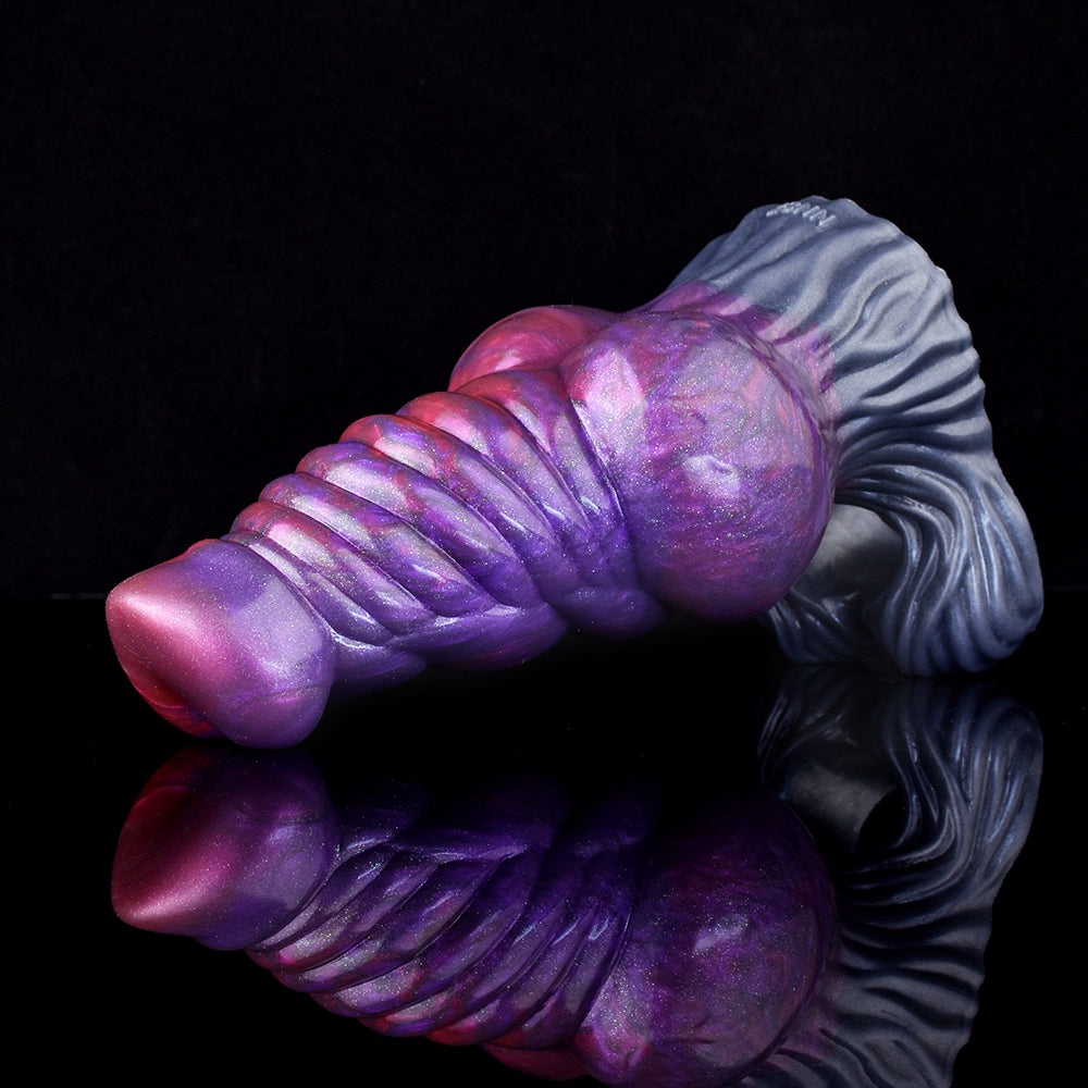 Penis Sleeve with Spiral Ribbed Structure & Vacuum Seal Zone – Biomechanical Phallus Sheath in Nebula Violet