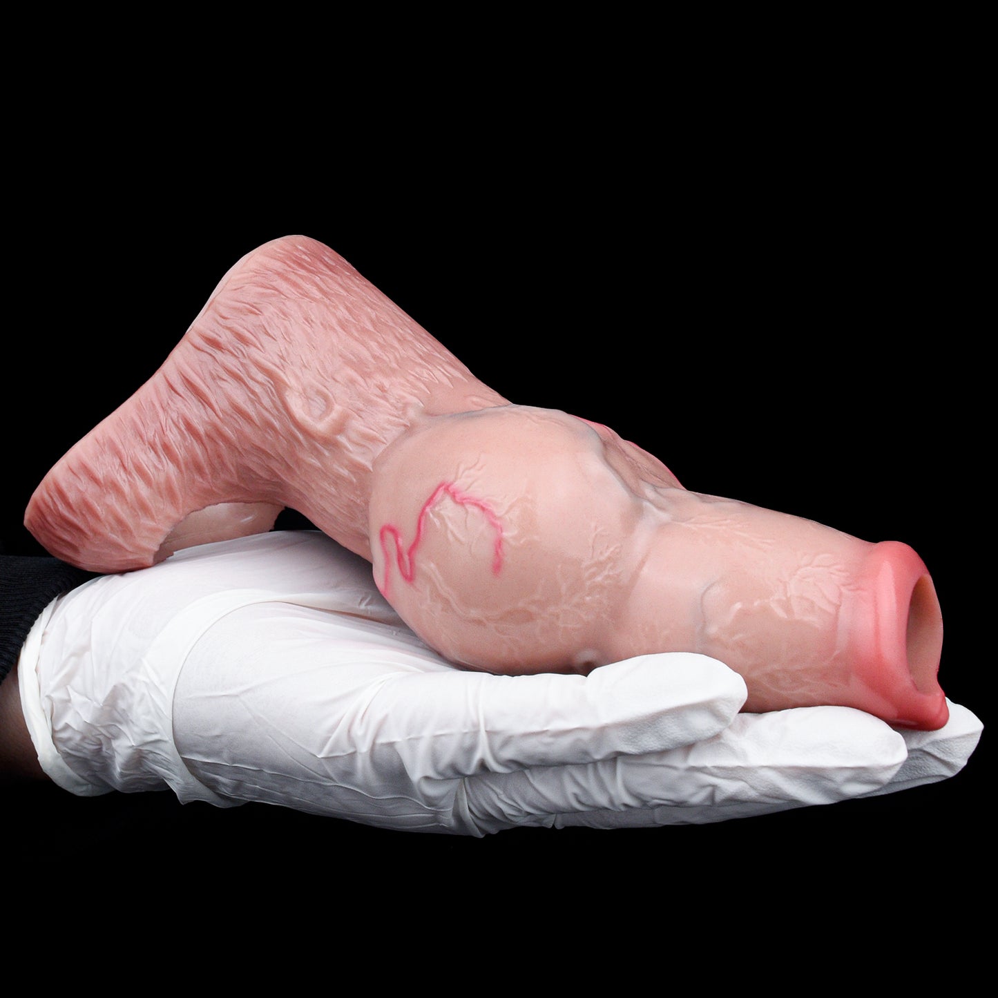 Detailed Silicone Sleeve Open End - Unique Design Penis Sleeve with Marble Color Gradient