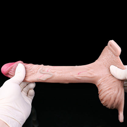 Soft-Skin Penis Sleeve with Foreskin Fold & Scrotum – Enhanced Girth and Length Experience