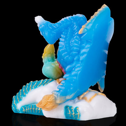 Sexpuppen Drachen-Torso – Weiß-Blau-Gold, Gestufte Drachenpenis & Realistische Schuppen