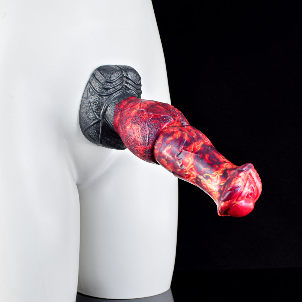 Red and Black Lava Fantasy Dildo - Love the Intense Textures, Fiery Colors, and Imaginative Stimulation