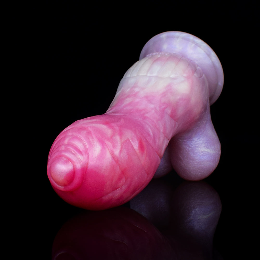 Dragon Scale Anal Dildo | Platinum Silicone Suction Cup Fantasy Dildo with Heart Base & Curved Shaft