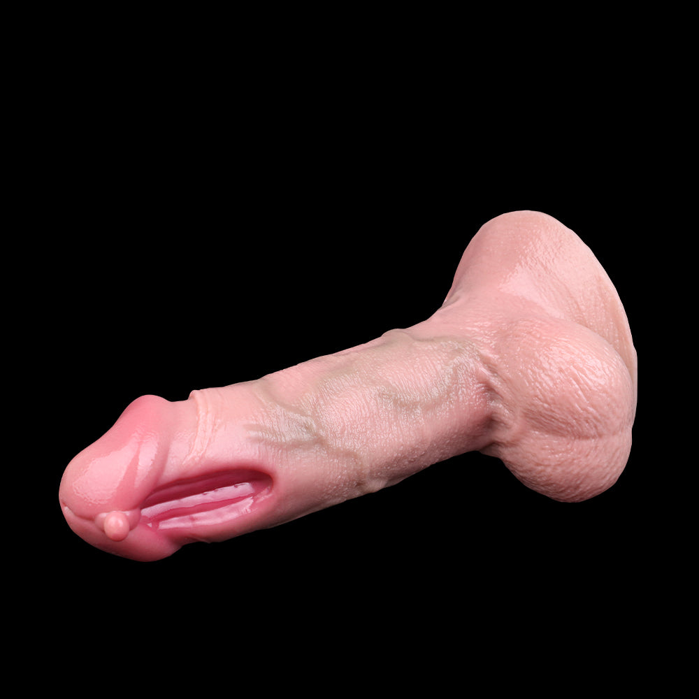 Realistic Dildo – Skin-colored & Hand-poured | With Glans Opening, Testicles & Suction Cup