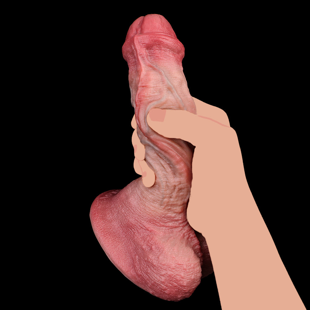 Lifelike Silicone Dildo with Natural Testicle Shape - Realistic Dildo Palpable Veins