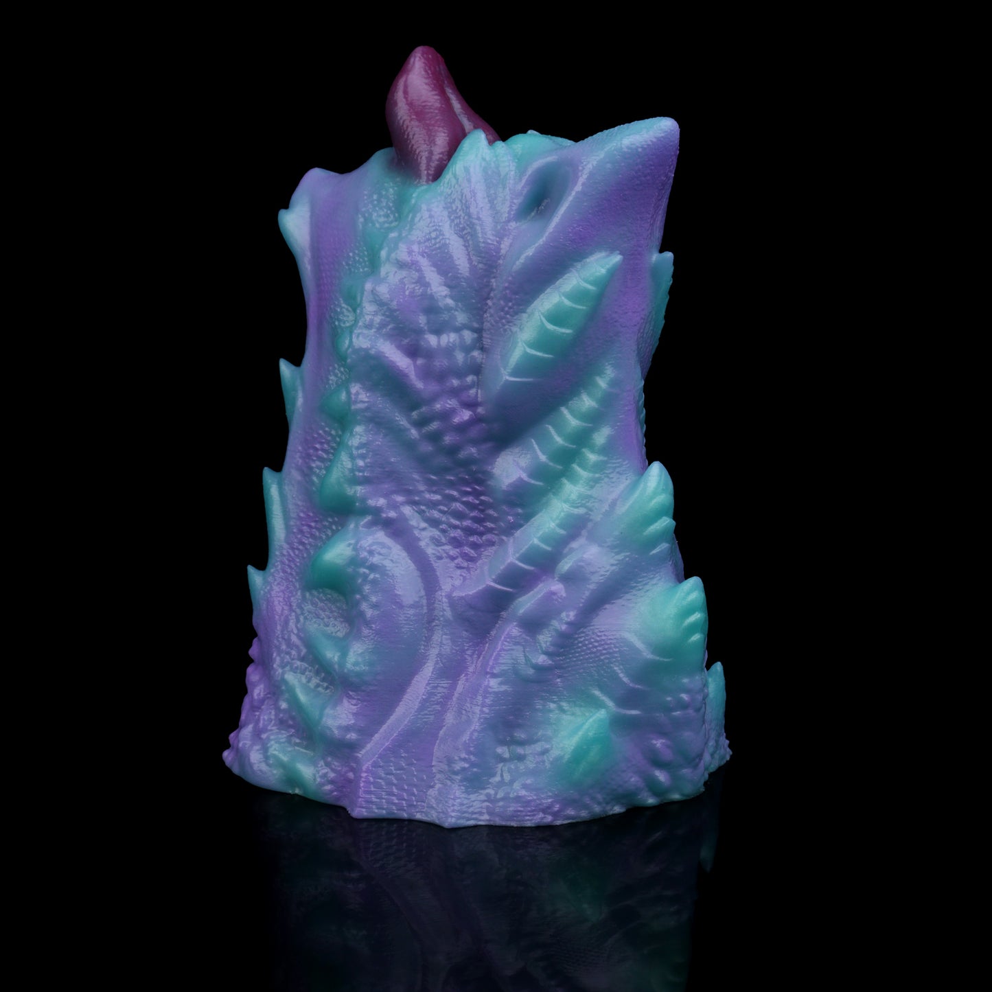Aurora-Zweifarbiger Fantasy-Drachen-Maul Pocket Pussy – Drachenschuppen-Außenhaut, Tiefviolette Zunge & Einzelkanal aus Platin-Silikon