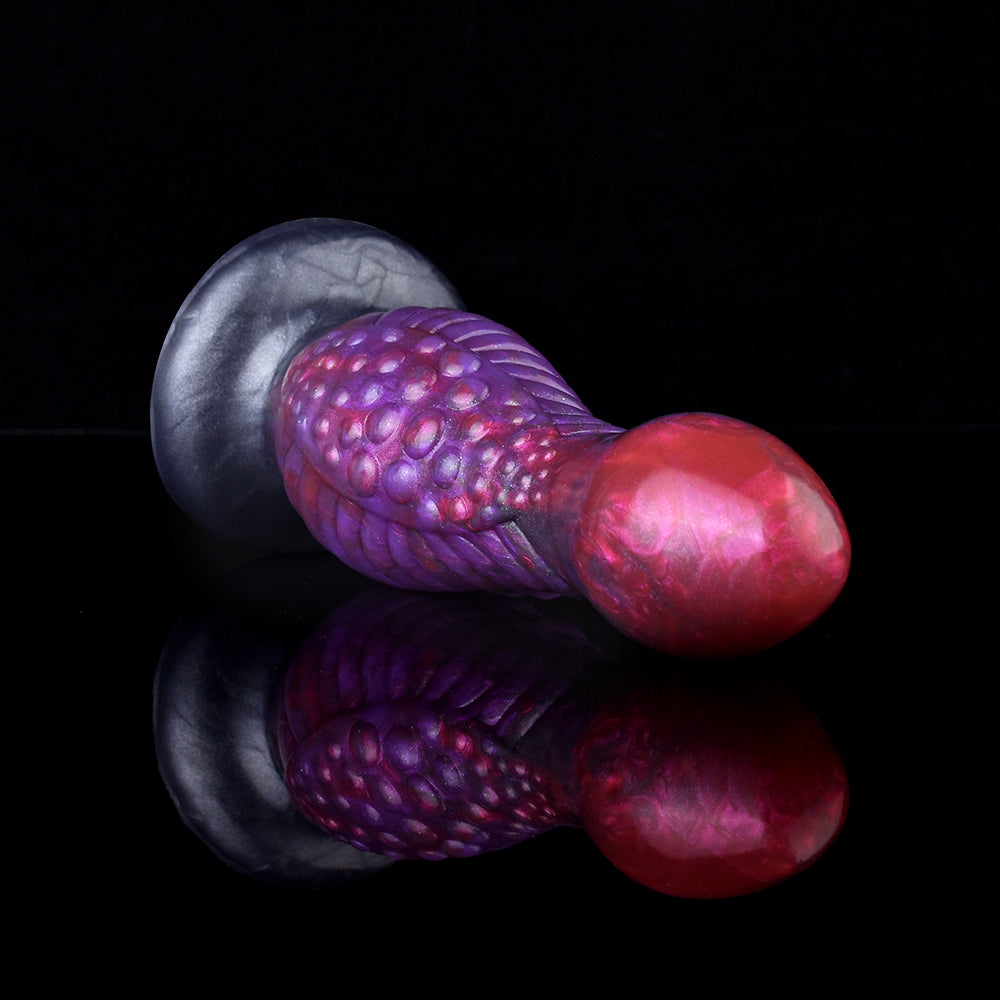 Galaktischer Alien Fantasy Dildo – Lila-Rot marmoriert mit Stimulationsnoppen & Saugnapf