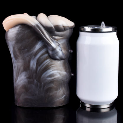 Giraffen-Vulva Pocket Pussy mit Brustwarzen, Schwanzstruktur & Vaginal-Anal-Doppelkanal – Cremewiß-Silbergrau-Mattcharcoal, Muskelstruktur & Platin-Silikon