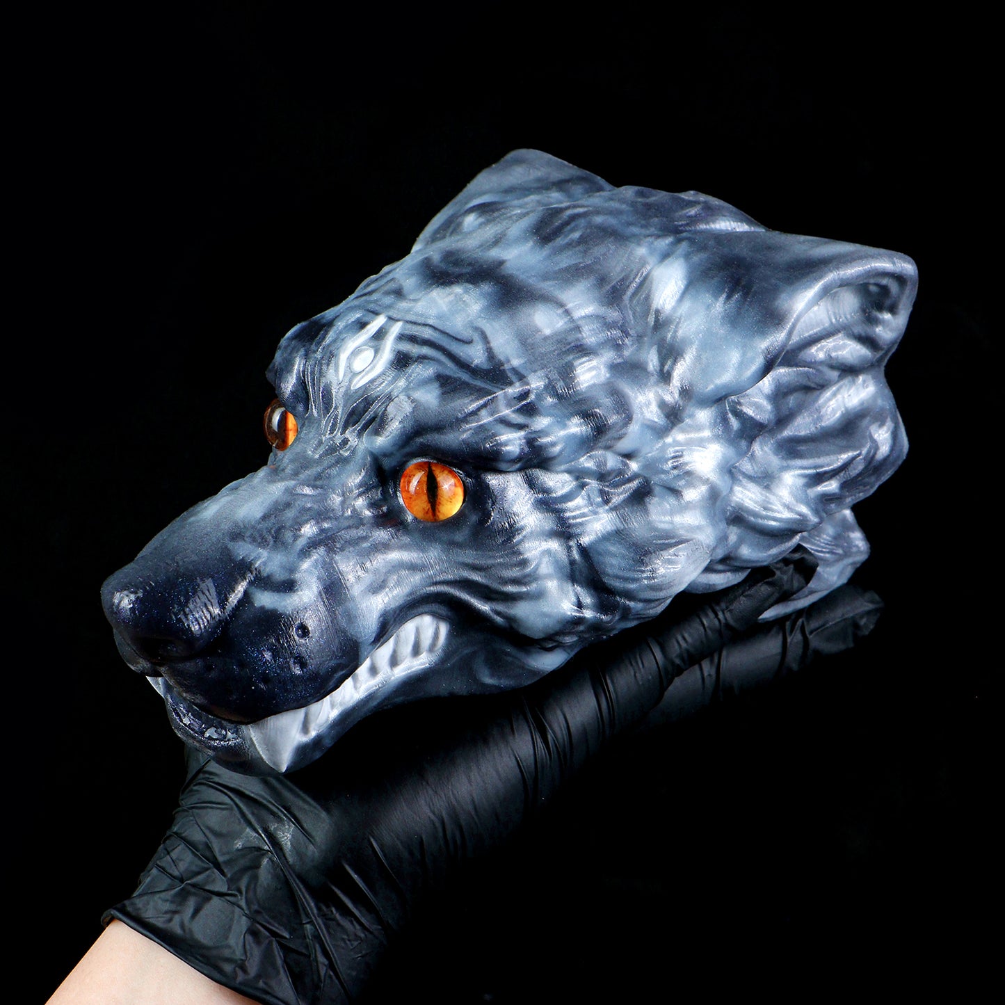 Wolf Sexpuppe Schieferblau – Platin-Silikon, Einzelkanal-Textur & Bernstein-Augen