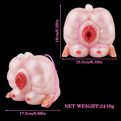 Pig Pocket Pussy aus Platin-Silikon – Handheld Silicone Masturbator mit geometrischer Druckstruktur