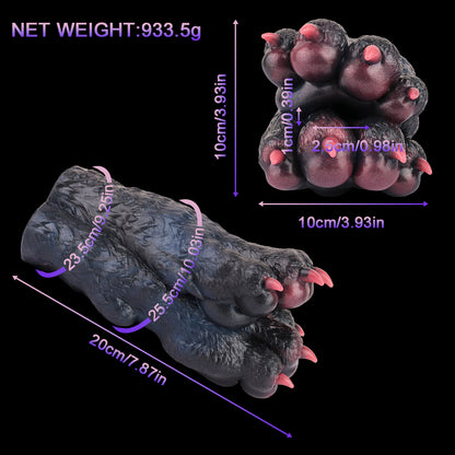 Strukturiertes Black Bear Pocket Pussy | Platinum Silicone Furry Animal Pocket Pussy mit Bärenklauen