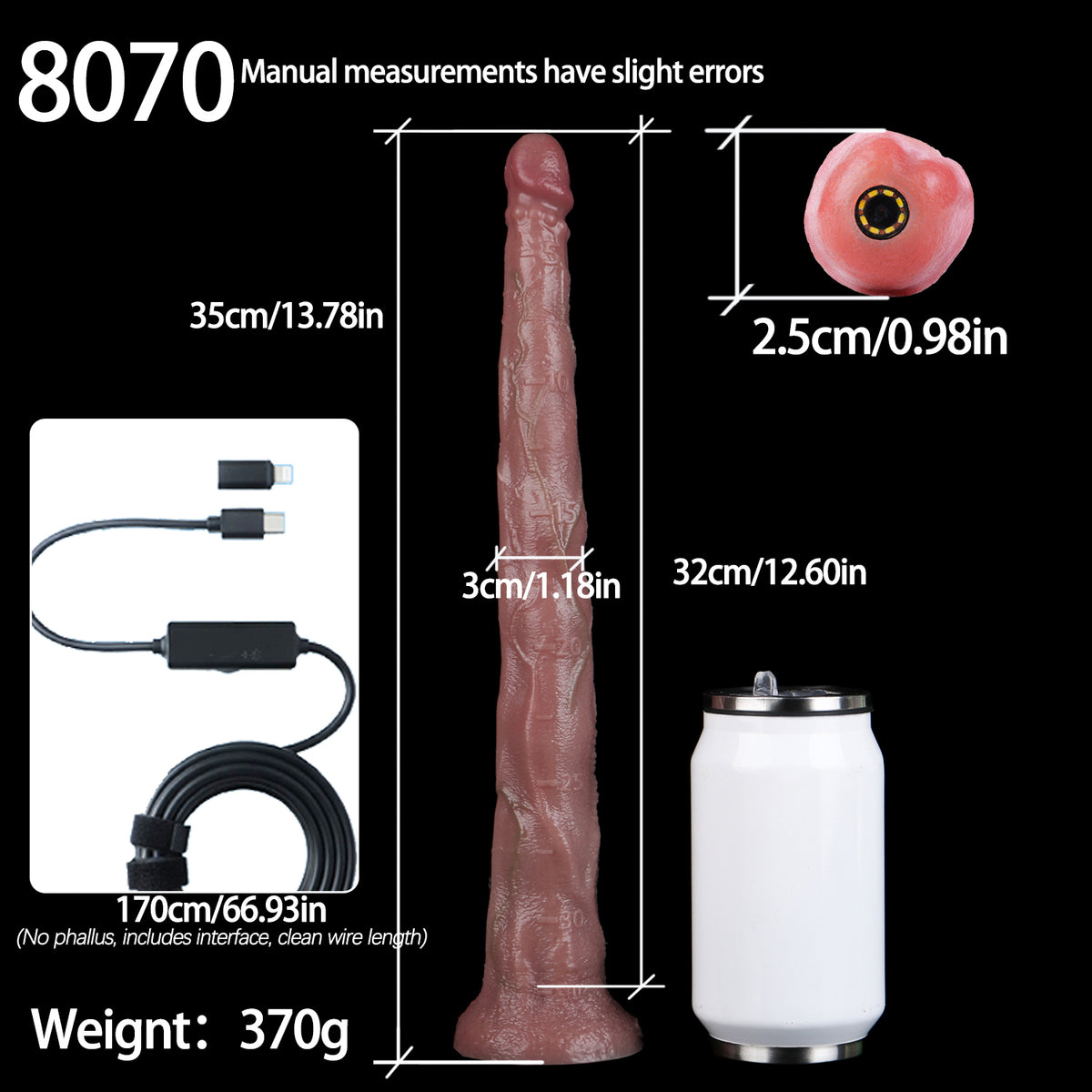 Long Dildo mit Endoskop-Kamera – Hautbeige-Rosa Spiralvenen-Schaft, 3-Megapixel-Kamera im Glans-Kopf, 8 LED-Leuchtperlen, IP68-Wasserdicht, App-Direktverbindung & Starksaugnapf aus Platin-Silikon