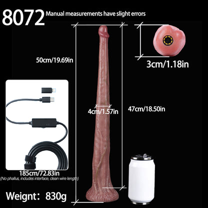 Long Dildo Fleischbeige – Konisch-Verjüngender Schaft, Verzweigtes Venennetz, Frenulum-Detail, 3-Megapixel Endoskop-Kamera, 8 LED, IP68, Faltenrelief-Saugnapf aus Platin-Silikon