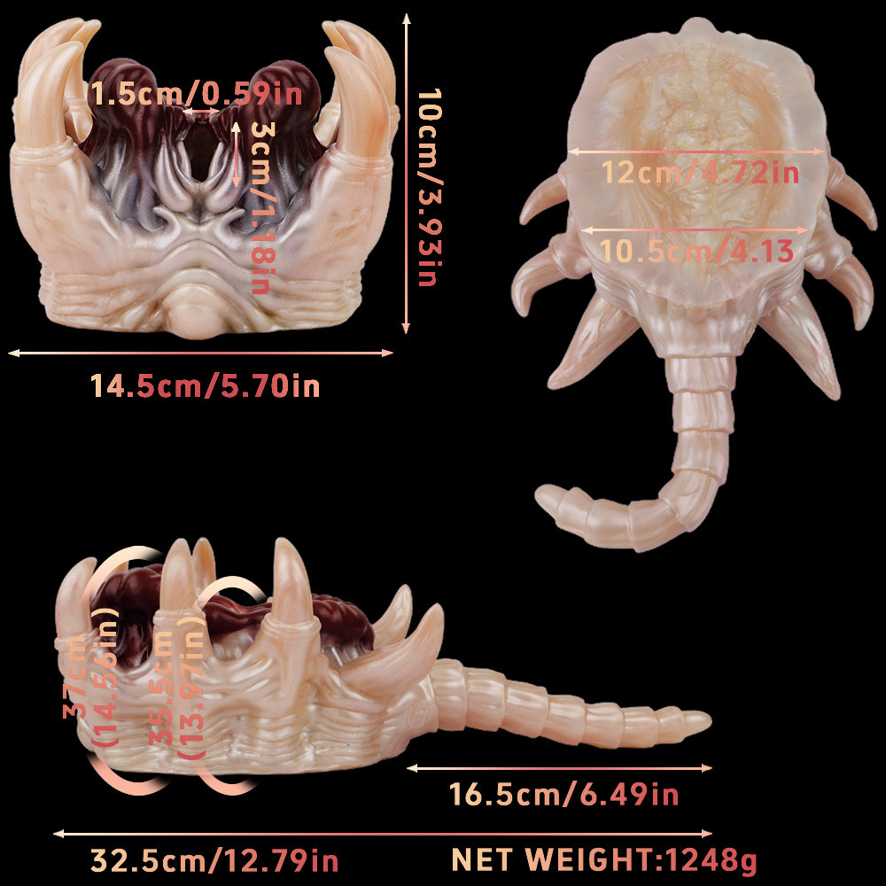 Facehugger Style Silicone Masturbator - Alien Creature Pocket Pussy Double Tooth Entrance Tentacle Grip
