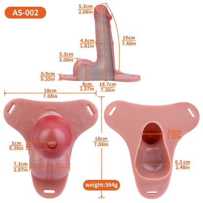 Realistischer Penis Sleeve Strap-On aus Platin-Silikon – Hautfarbener Dildo mit Hoden, Adern & Urinloch für Paare
