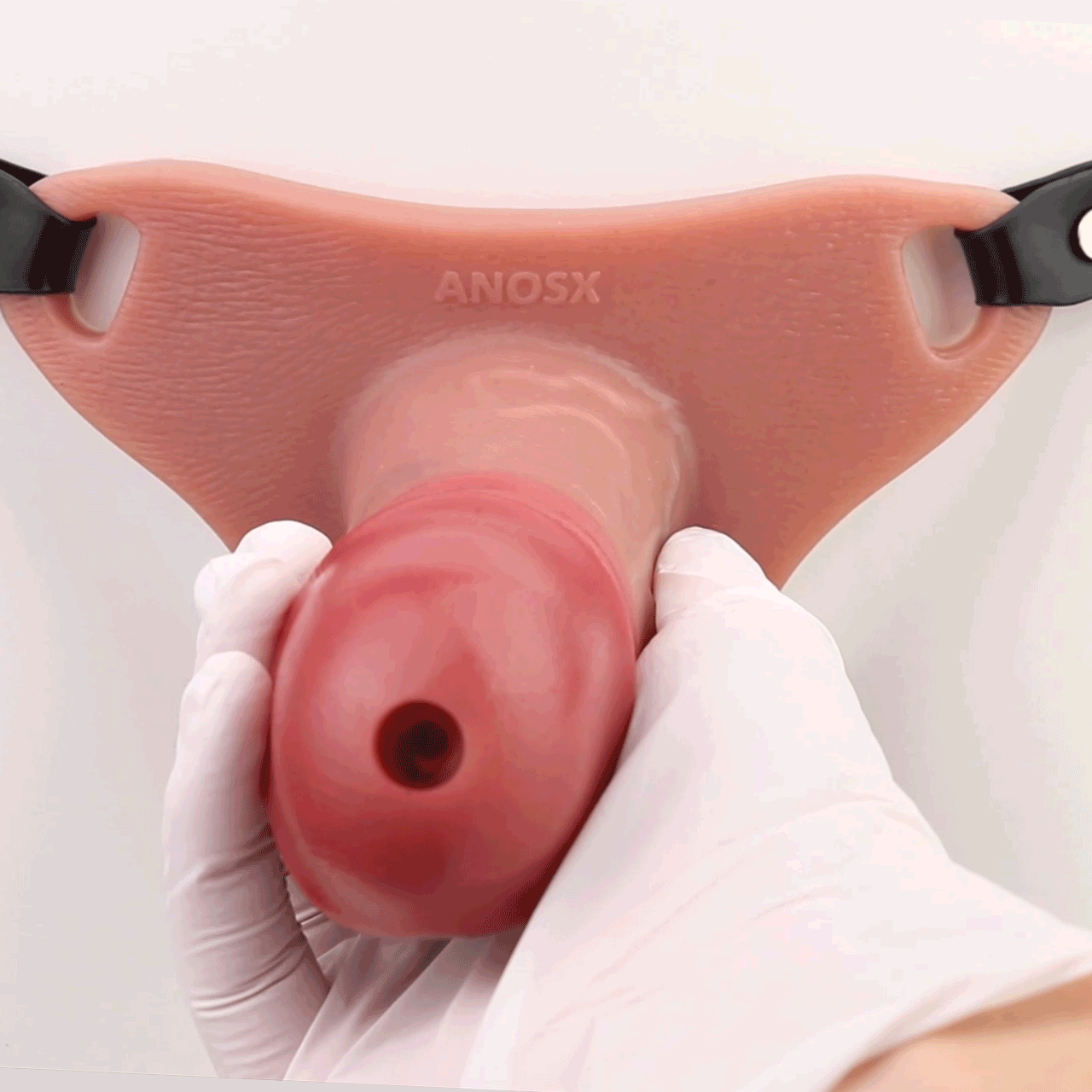 Penishtuelle Strap-on mit Hodenring – Penis Verlängerung, Harnöffnung & Leder-Tragesystem