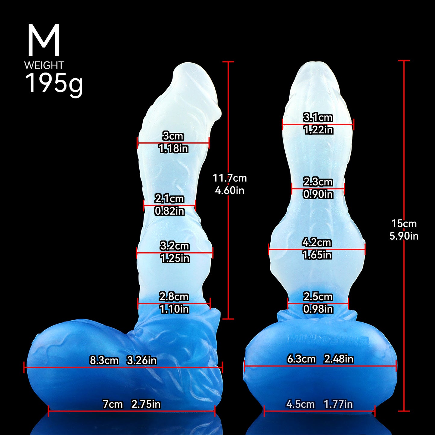 Eiskristall Fantasy Dildo mit Saugnapf – Luxus Platin-Silikon Drachen-Dildo im dreifachen Ozean-Farbverlauf