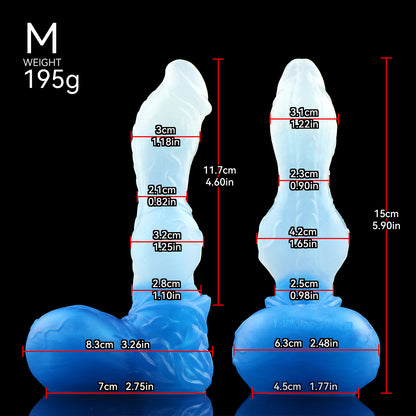 Eiskristall Fantasy Dildo mit Saugnapf – Luxus Platin-Silikon Drachen-Dildo im dreifachen Ozean-Farbverlauf