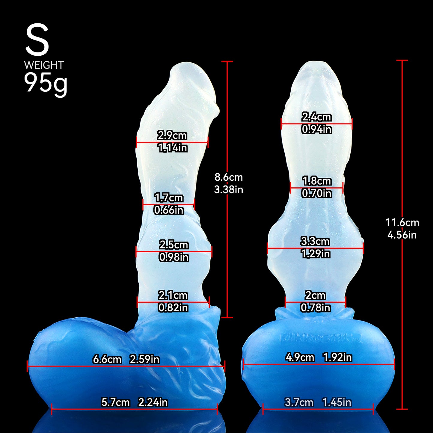 Eiskristall Fantasy Dildo mit Saugnapf – Luxus Platin-Silikon Drachen-Dildo im dreifachen Ozean-Farbverlauf