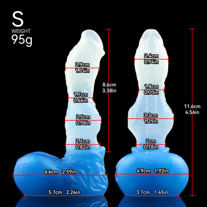 Eiskristall Fantasy Dildo mit Saugnapf – Luxus Platin-Silikon Drachen-Dildo im dreifachen Ozean-Farbverlauf