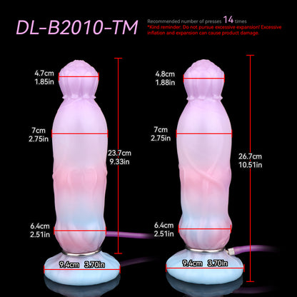 Aufblasbarer Pastell Fantasy Dildo mit Blütenknospe – Silikon Saugnapf-Toy für magische Solo-Sessions