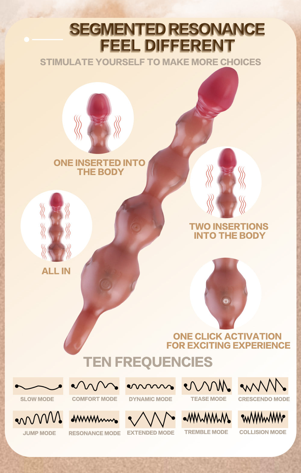 Abgestufter Stepped Anal Plug Silikon - Progressive Expansion Vibrating Beads Glans Spitze