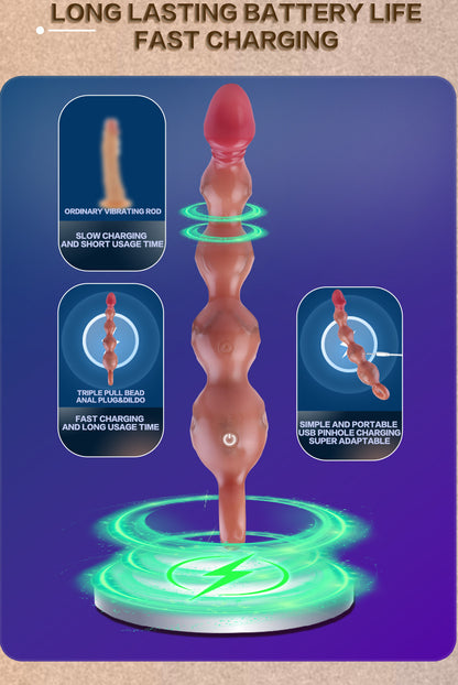 Abgestufter Stepped Anal Plug Silikon - Progressive Expansion Vibrating Beads Glans Spitze