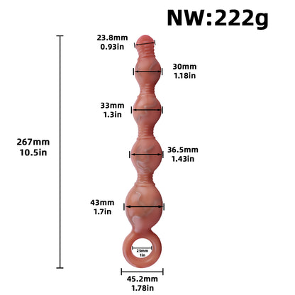 Geometrischer Tiered Expansion Butt Plug Silikon - Three-Stage Silicone Expander Bluetenspitze Querrillen 10 Frequenzen Vibration