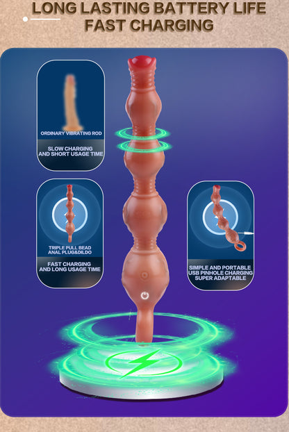 Geometrischer Tiered Expansion Butt Plug Silikon - Three-Stage Silicone Expander Bluetenspitze Querrillen 10 Frequenzen Vibration