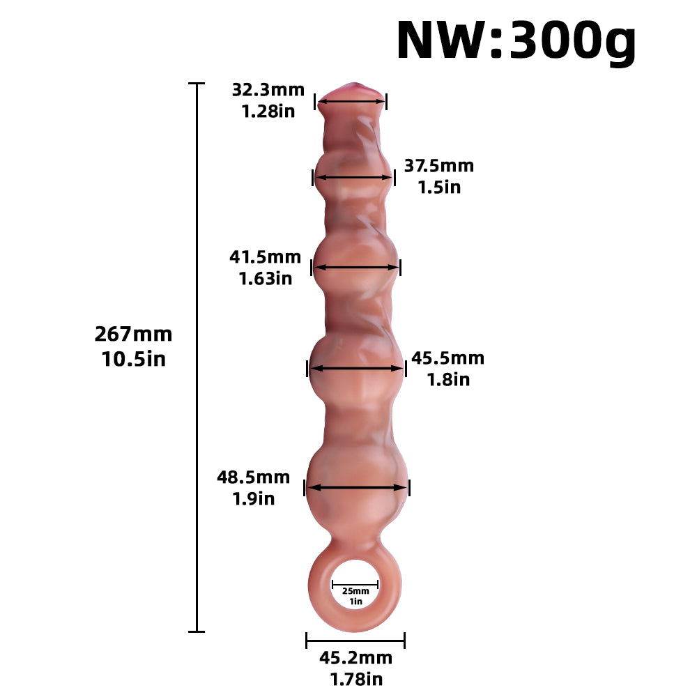 Wuchtiger Heavy Duty Anal Plug Silikon -  Butt Plug Muskelknolle Textur 10 Frequenzen Vibration Zugring