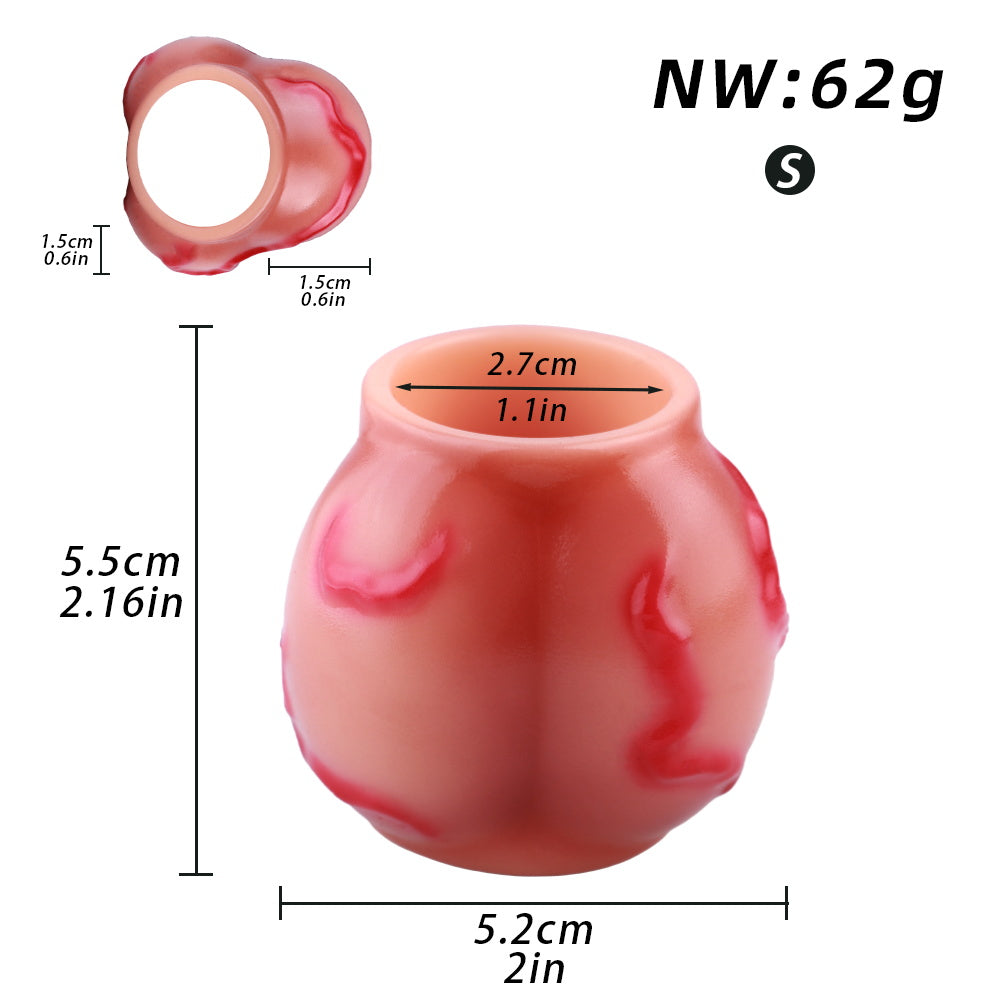 Crimson Dog Bite Mini Penis Sleeve Platinum Silicone - Compact Knot Ring fuer Erektion und diskrete Vergroesserung