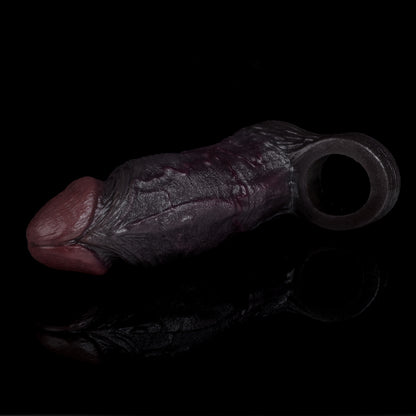 Obsidian Black Penis Sleeve – Dual-Ring Extender for Maximum Presence | SiliconeLust